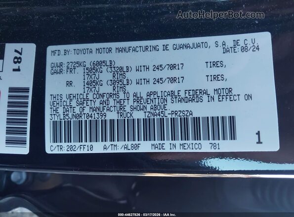 3TYLB5JN0RT041399 2024 TOYOTA TACOMA Black Engine compartment view