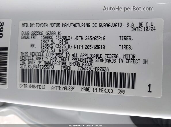 3TYLB5JN4RT055273 2024 TOYOTA TACOMA White 