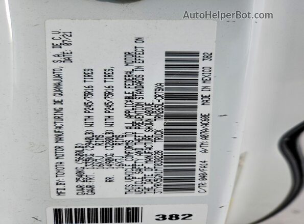 3TYRX5GN1MT030228 2021 TOYOTA TACOMA Blue VIN կոդի պիտակի տեսք
