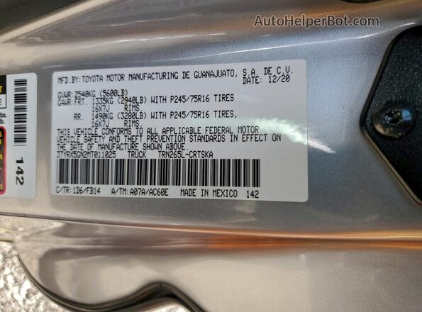 3TYRX5GN2MT011025 2021 TOYOTA TACOMA Silver Շարժիչի բաժամունքի տեսք