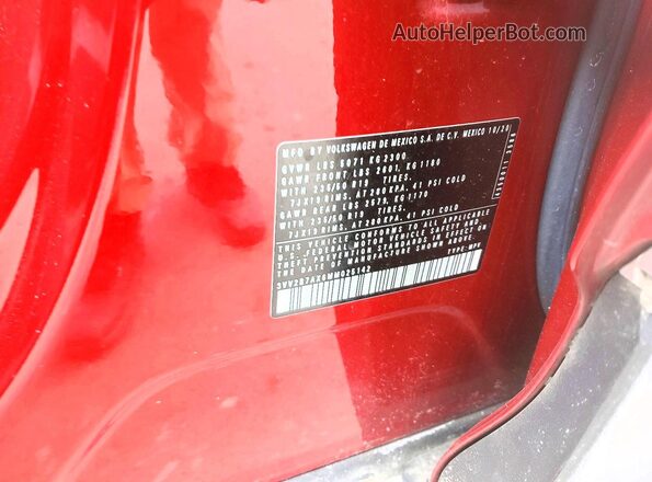 3VV2B7AX6MM025142 2021 VOLKSWAGEN TIGUAN Red VIN կոդի պիտակի տեսք
