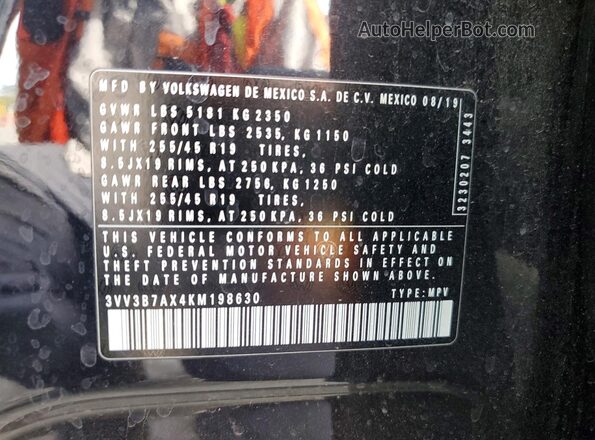 3VV3B7AX4KM198630 2019 VOLKSWAGEN TIGUAN Black 