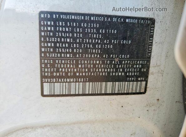 3VV3B7AX6MM016817 2021 VOLKSWAGEN TIGUAN White Панорамний вид салону 360°