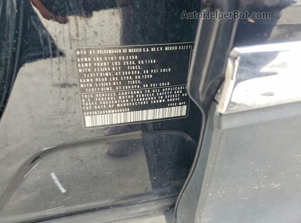 3VV3B7AX6MM080839 2021 VOLKSWAGEN TIGUAN Black VIN կոդի պիտակի տեսք