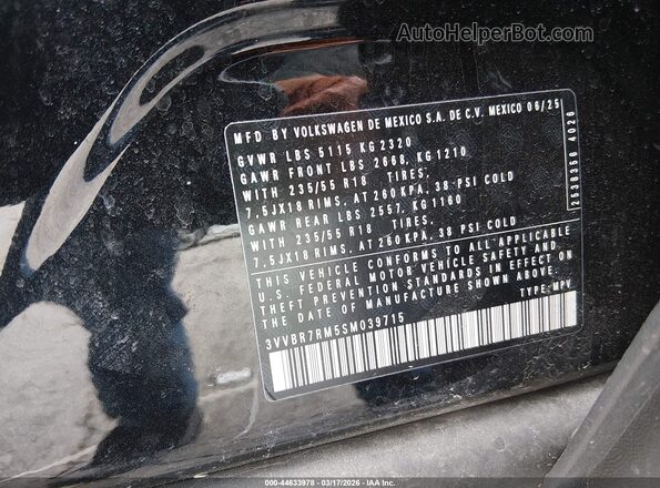 3VVBR7RM5SM039715 2025 VOLKSWAGEN TIGUAN Black Вид підкапотного простору