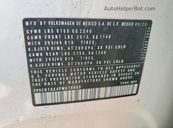 3VVCB7AX4PM076969 2023 VOLKSWAGEN TIGUAN White 