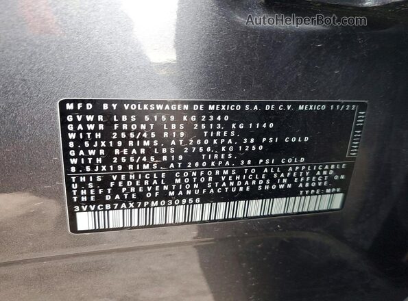 3VVCB7AX7PM030956 2023 VOLKSWAGEN TIGUAN Gray 