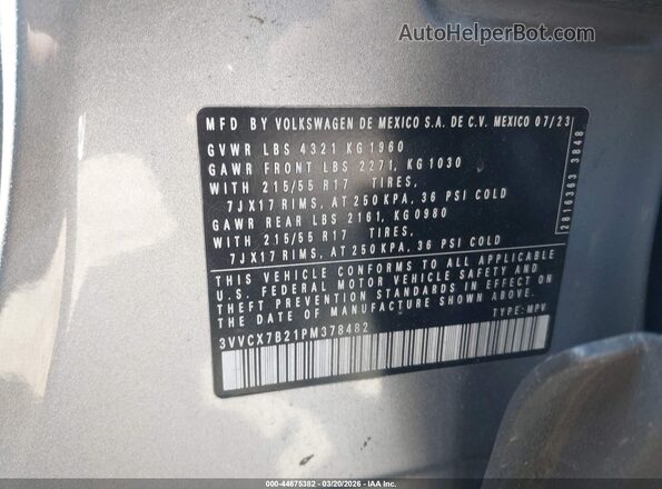 3VVCX7B21PM378482 2023 VOLKSWAGEN TAOS Серебряный Вид подкапотного пространства