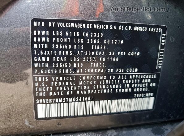3VVER7RM2TM024166 2026 VOLKSWAGEN TIGUAN Gray 