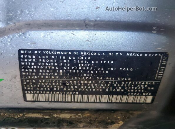 3VVER7RM3TM010079 2026 VOLKSWAGEN TIGUAN Silver 