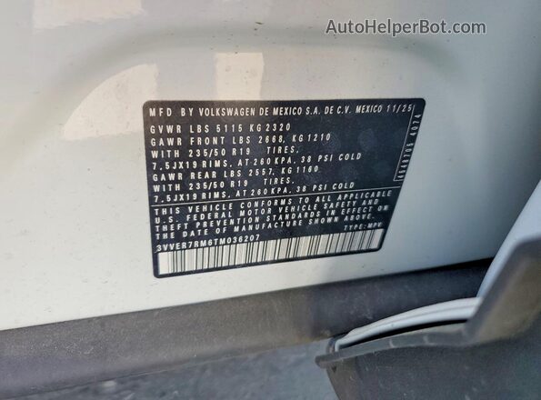 3VVER7RM6TM036207 2026 VOLKSWAGEN TIGUAN Белый 
