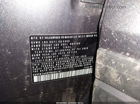 3VVFB7AX6PM085167 2023 VOLKSWAGEN TIGUAN Gray Engine compartment view