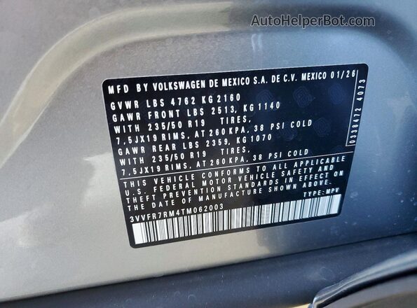 3VVFR7RM4TM062003 2026 VOLKSWAGEN TIGUAN Silver 