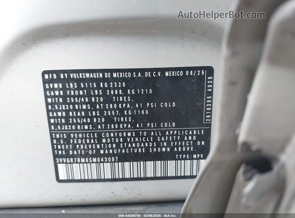 3VVGR7RM6SM043097 2025 VOLKSWAGEN TIGUAN Pewter Вид підкапотного простору