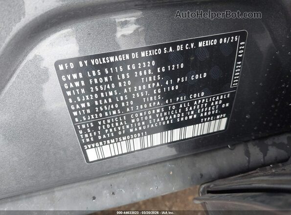 3VVGR7RM7SM030911 2025 VOLKSWAGEN TIGUAN Gray Вид підкапотного простору