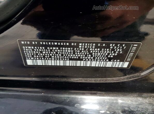 3VW2B7AJ3HM329302 2017 VOLKSWAGEN JETTA Black 