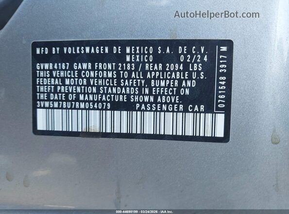 3VW5M7BU7RM054079 2024 VOLKSWAGEN JETTA Gray Вид підкапотного простору