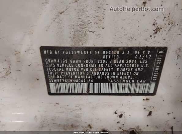3VW5T7AU9HM047184 2017 VOLKSWAGEN GOLF White ძრავის განყოფილების ხედი