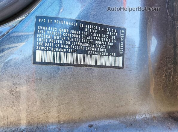 3VWC57BU0MM073800 2021 VOLKSWAGEN JETTA Угольный Вид подкапотного пространства