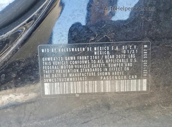 3VWC57BU2MM033637 2021 VOLKSWAGEN JETTA Black Շարժիչի բաժամունքի տեսք