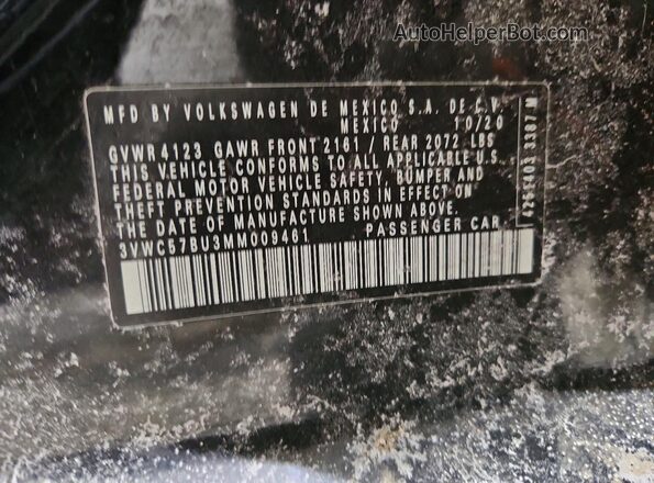 3VWC57BU3MM009461 2021 VOLKSWAGEN JETTA Black Engine compartment view