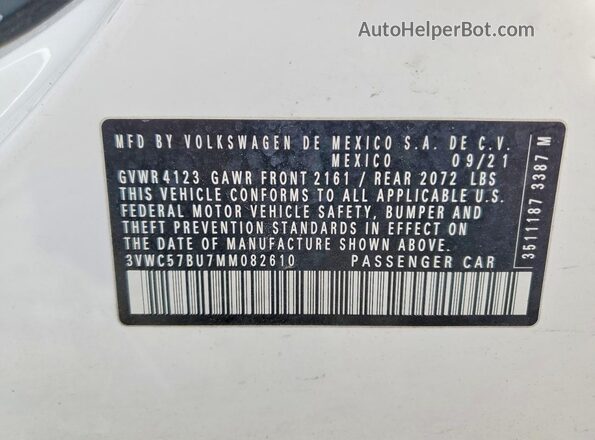 3VWC57BU7MM082610 2021 VOLKSWAGEN JETTA White Vista del compartimento del motor