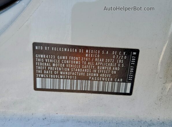 3VWC57BU9LM079013 2020 VOLKSWAGEN JETTA White 