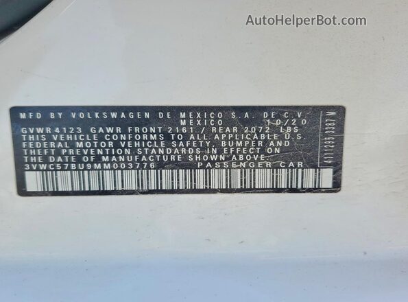 3VWC57BU9MM003776 2021 VOLKSWAGEN JETTA Белый Вид подкапотного пространства