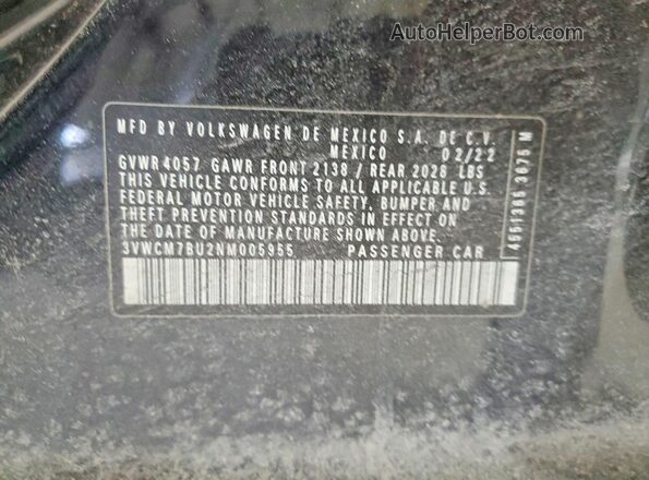 3VWCM7BU2NM005955 2022 VOLKSWAGEN JETTA Black Engine compartment view