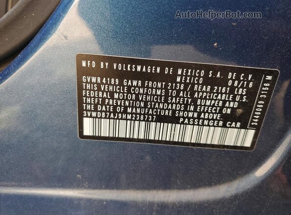 3VWDB7AJ9HM238737 2017 VOLKSWAGEN JETTA Blue Engine compartment view
