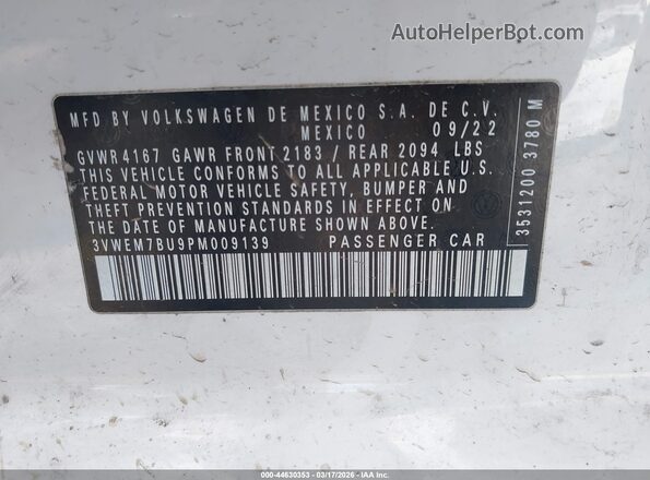 3VWEM7BU9PM009139 2023 VOLKSWAGEN JETTA Белый 