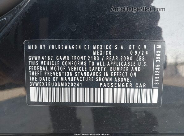 3VWEX7BU0SM020241 2025 VOLKSWAGEN JETTA Черный Вид подкапотного пространства