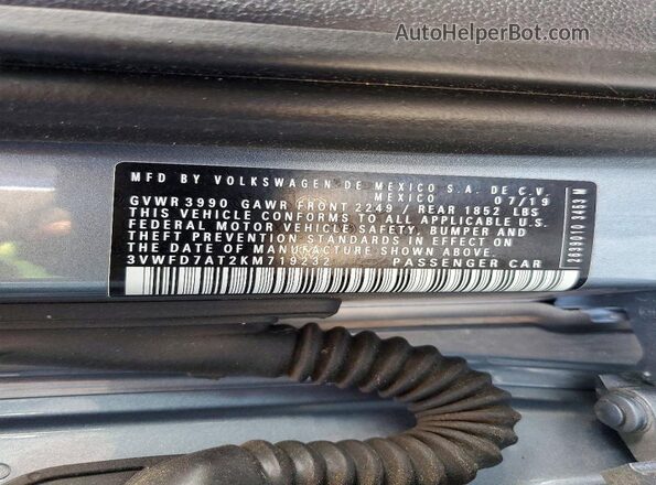 3VWFD7AT2KM719232 2019 VOLKSWAGEN BEETLE Blue 