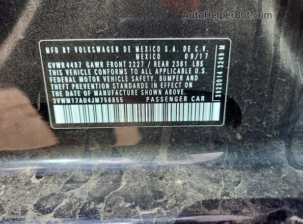 3VWM17AU4JM756855 2018 VOLKSWAGEN GOLF Black Widok komory silnika