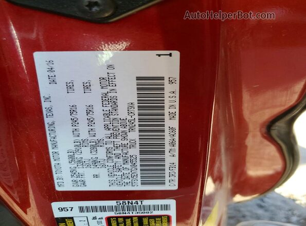 5TFSX5EN7GX045525 2016 TOYOTA TACOMA Red Engine compartment view
