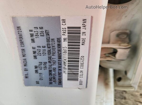 JM1BPAMM5K1118615 2019 MAZDA 3 Белый 