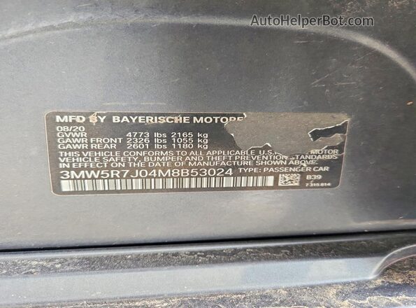 3MW5R7J04M8B53024 2021 BMW 7 SERIES Gray 