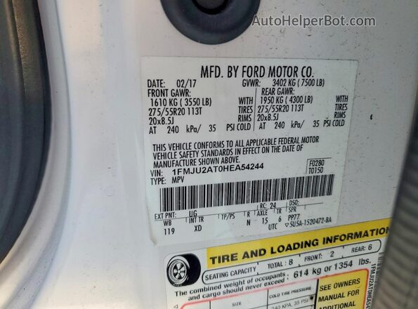 1FMJU2AT0HEA54244 2017 FORD EXPEDITION White 