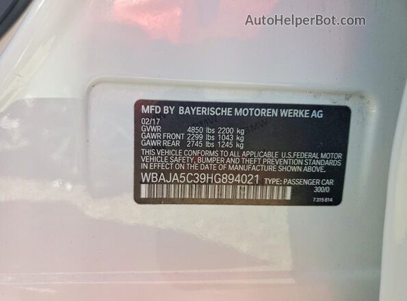 WBAJA5C39HG894021 2017 BMW 7 SERIES White 