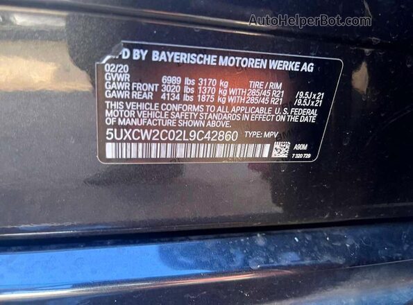 5UXCW2C02L9C42860 2020 BMW X7 Black 