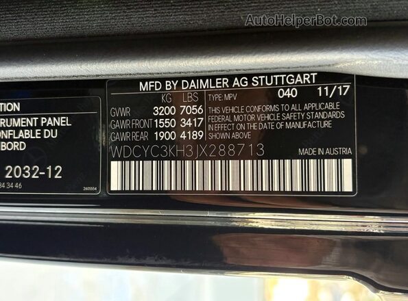 WDCYC3KH3JX288713 2018 MERCEDES-BENZ G-CLASS Black Widok wnętrza z tyłu