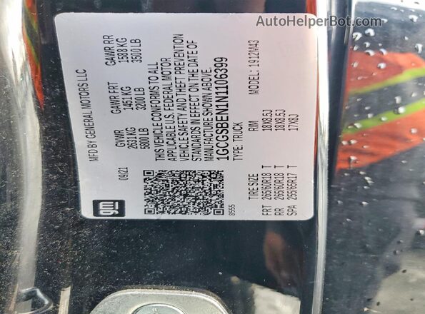 1GCGSBEN1N1106399 2022 CHEVROLET COLORADO Black Engine compartment view