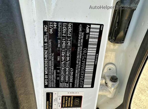 4JGFB4KB5MA475780 2021 MERCEDES-BENZ GLE White Սալոնի հետևի տեսք