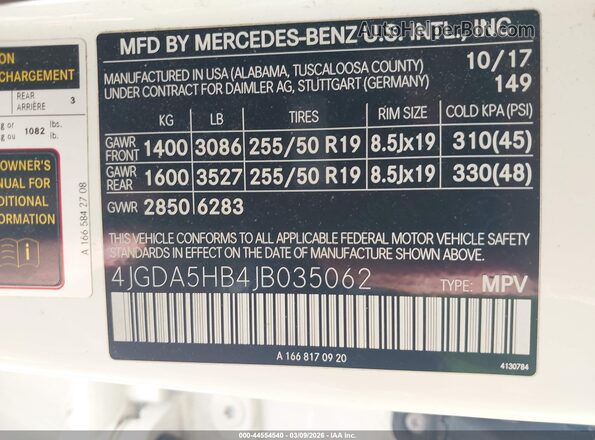 4JGDA5HB4JB035062 2018 MERCEDES-BENZ GLE 350 White 