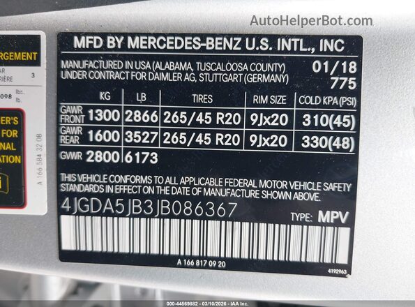 4JGDA5JB3JB086367 2018 MERCEDES-BENZ GLE 350 Silver Vista del compartimento del motor