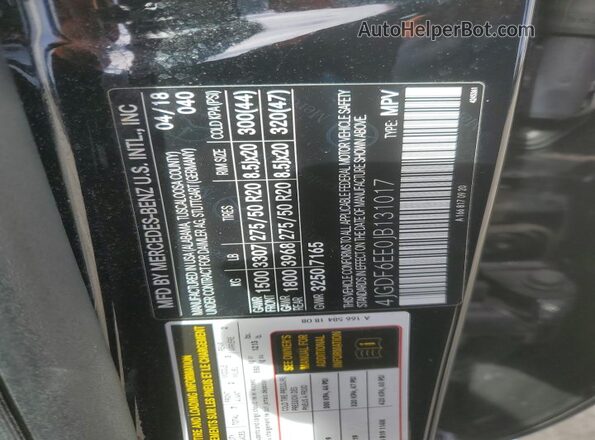4JGDF6EE0JB131017 2018 MERCEDES-BENZ GLS Черный Вид наклейки с VIN-кодом
