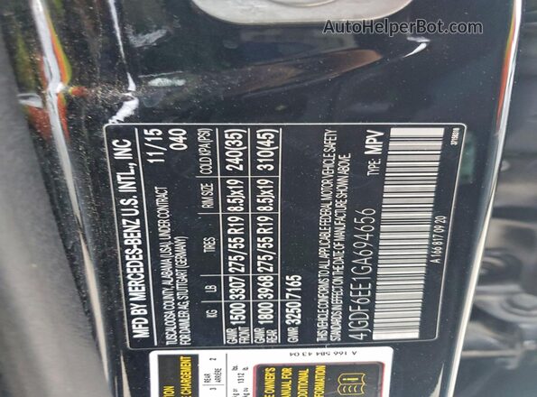 4JGDF6EE1GA694656 2016 MERCEDES-BENZ GL-CLASS Black VIN կոդի պիտակի տեսք