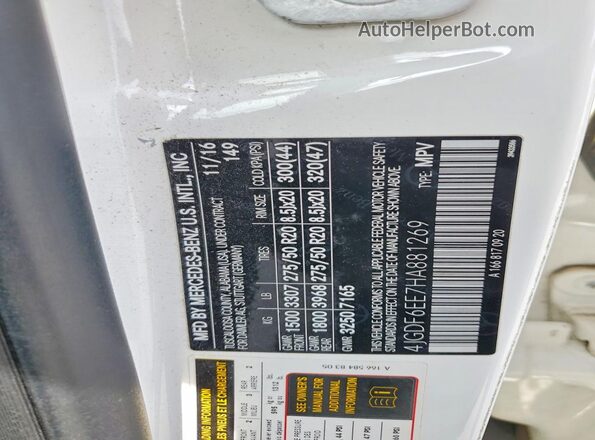 4JGDF6EE7HA881269 2017 MERCEDES-BENZ GLS White Շարժիչի բաժամունքի տեսք