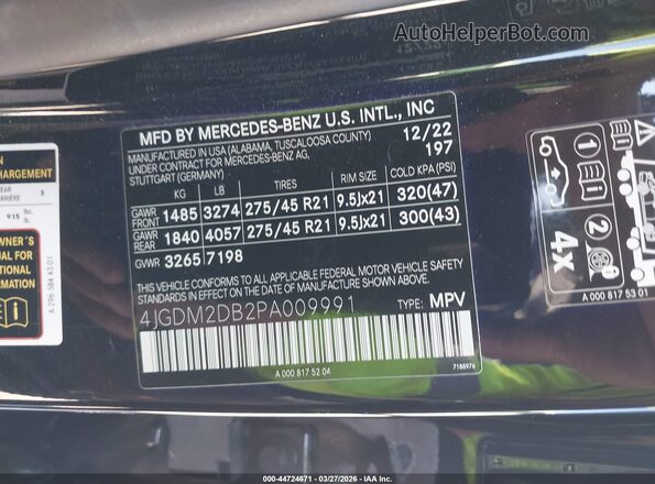 4JGDM2DB2PA009991 2023 MERCEDES-BENZ EQS 450+ SUV Black ძრავის განყოფილების ხედი