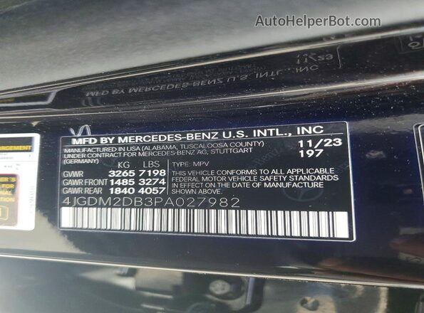 4JGDM2DB3PA027982 2023 MERCEDES-BENZ EQS Black Вид наклейки з VIN-кодом